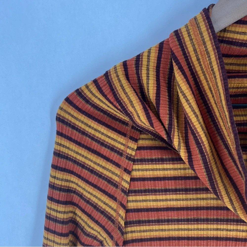 FREE PEOPLE Cape Cod‎ Thermal Striped Ribbed Cowl Neck Size M